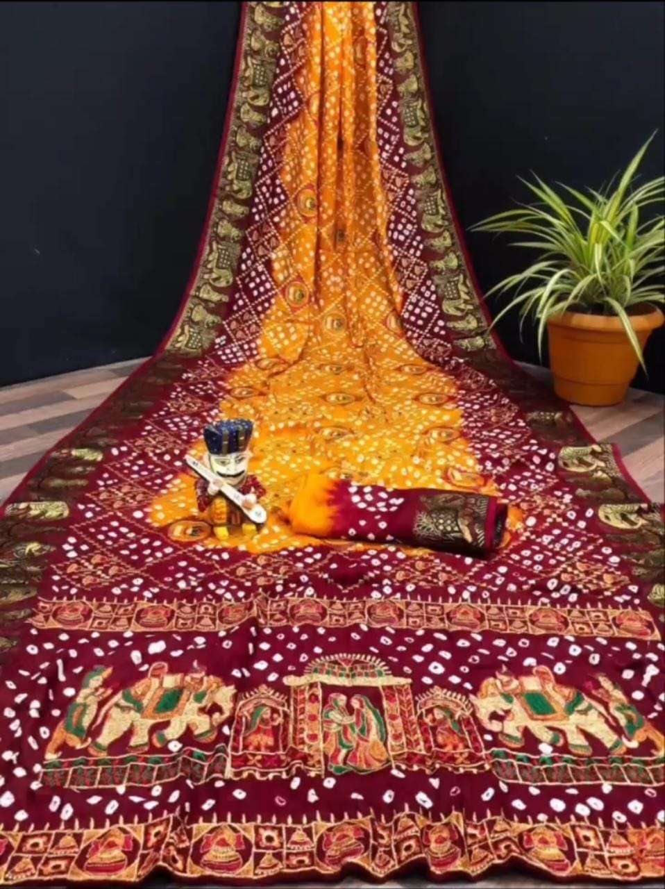 Chaya Art Silk With Zari Weaving Bandhej Saree Wholesale catalog