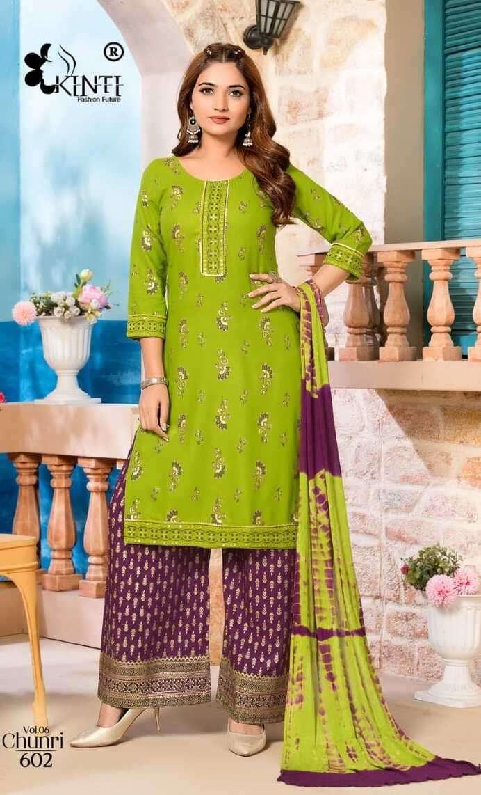 KINTi  By Chunri Plazo Top and Duptta RAYON Kurti Wholesale catalog