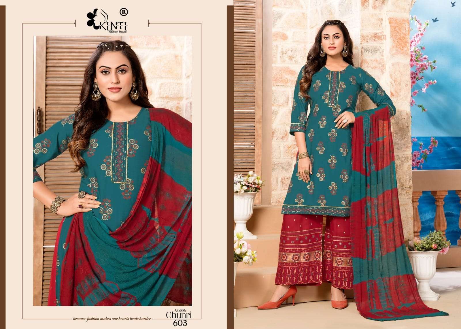 KINTi  By Chunri Plazo Top and Duptta RAYON Kurti Wholesale catalog