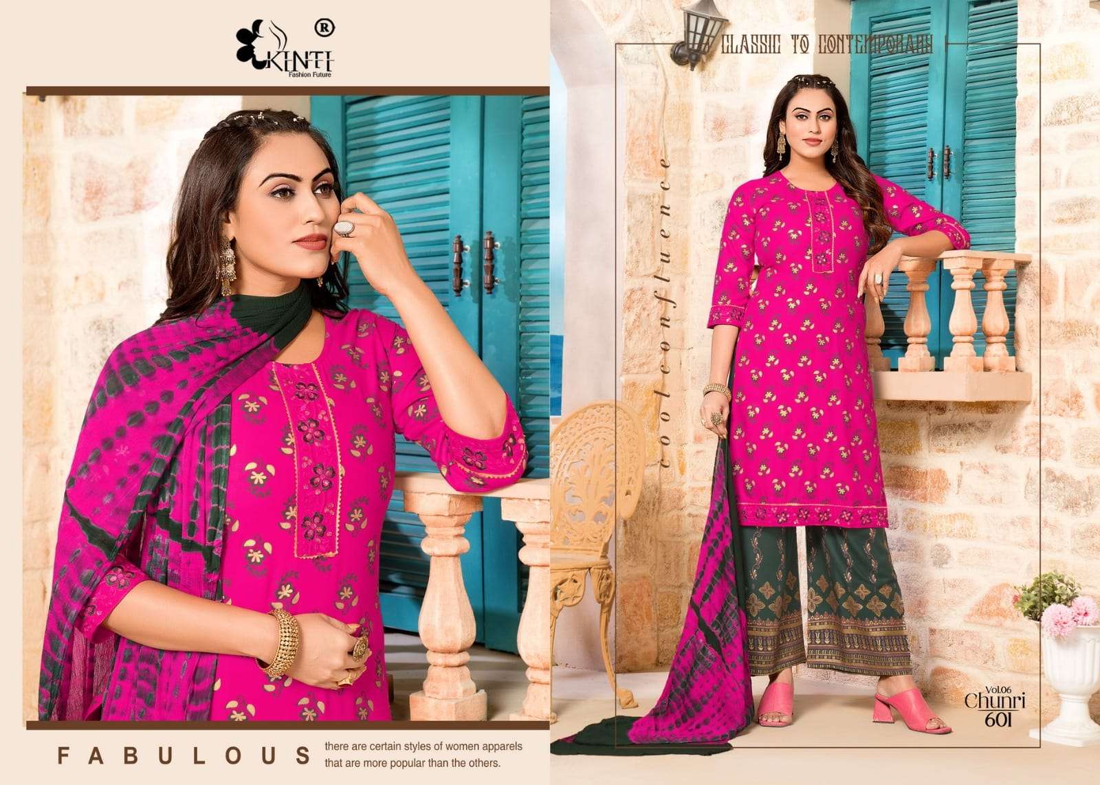 KINTi  By Chunri Plazo Top and Duptta RAYON Kurti Wholesale catalog