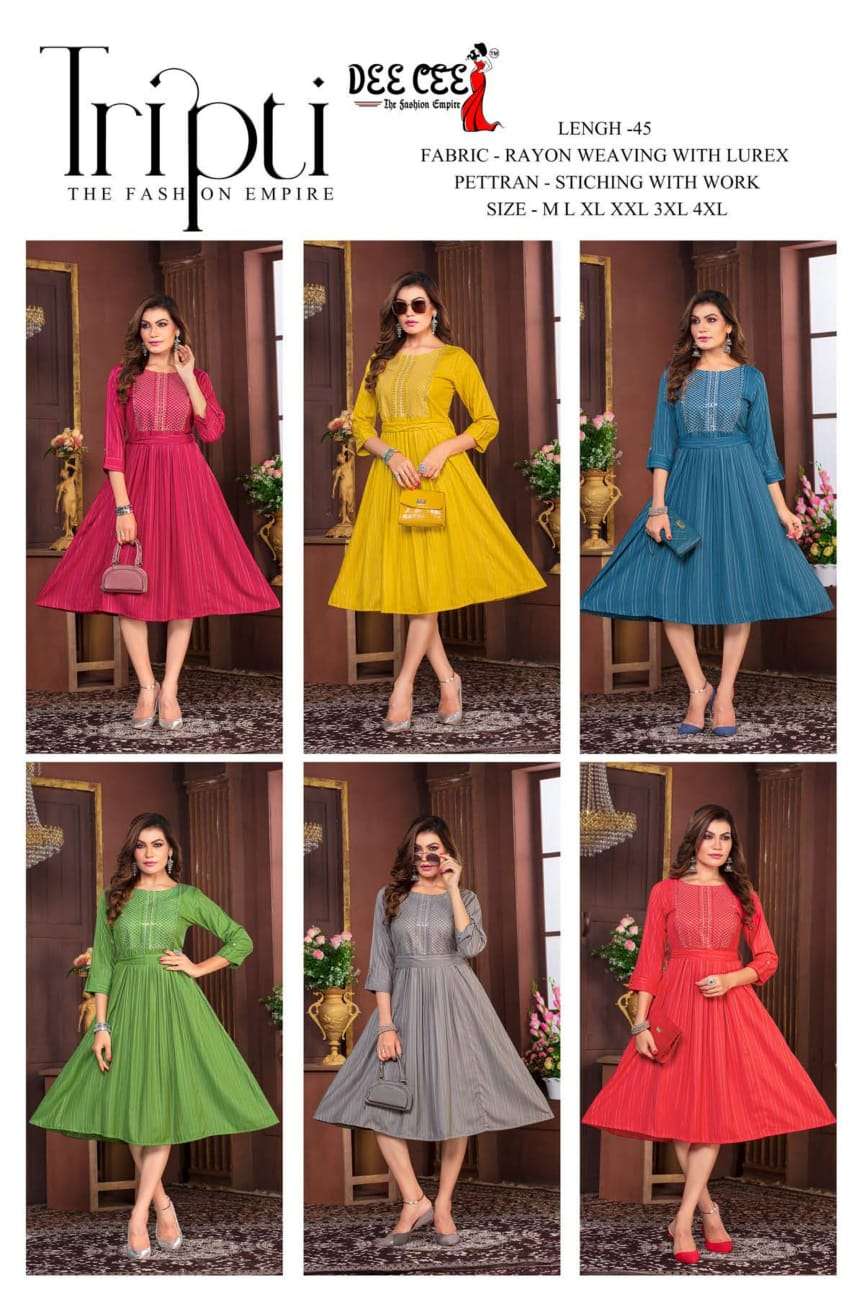 DeeCee TRIPTI RIYON Kurti Wholesale catalog