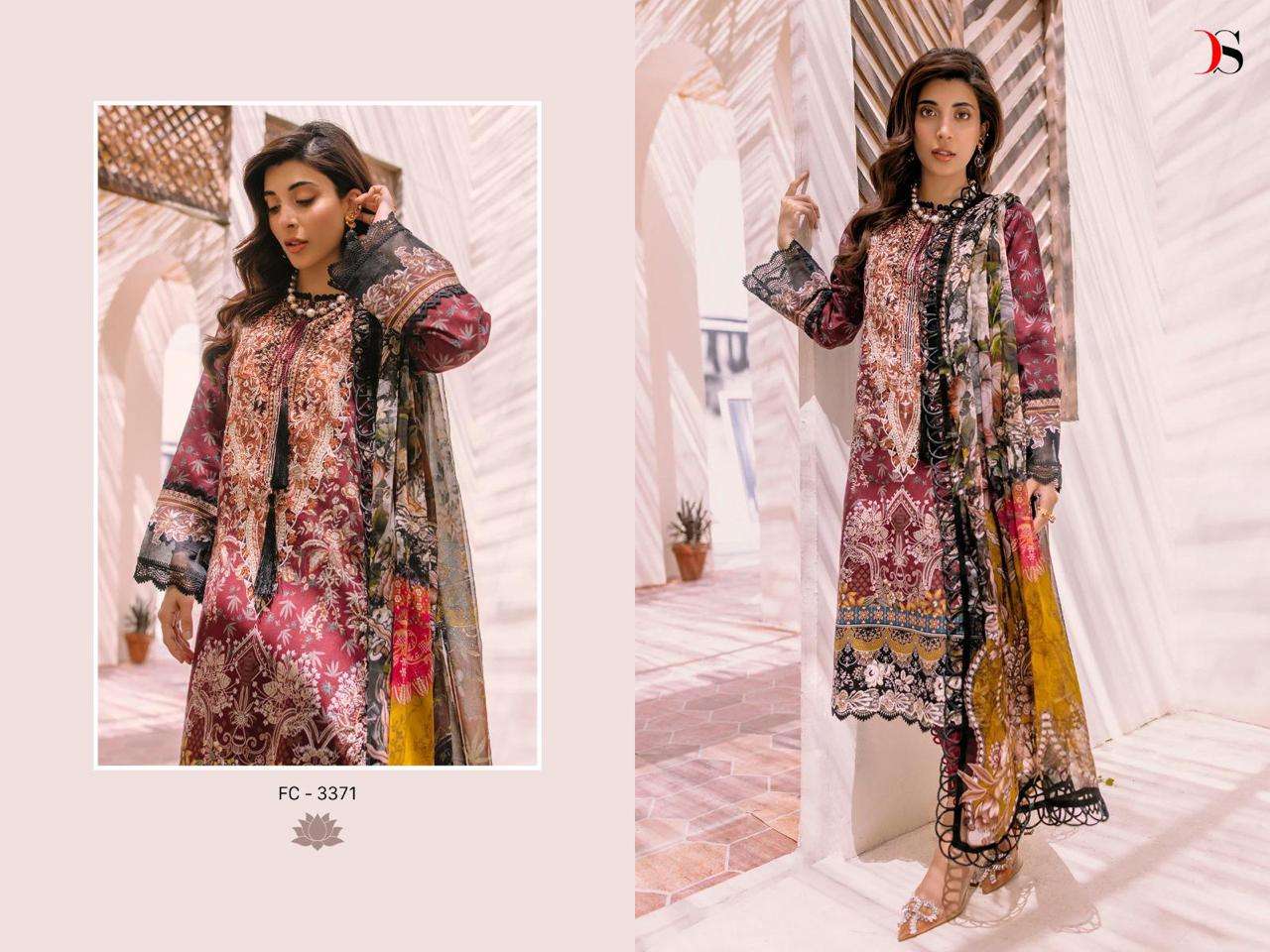 Deepsy Firdous Classic Lawn Vol 23 Chiffon Dupatta Salwar Kameez Wholesale catalog