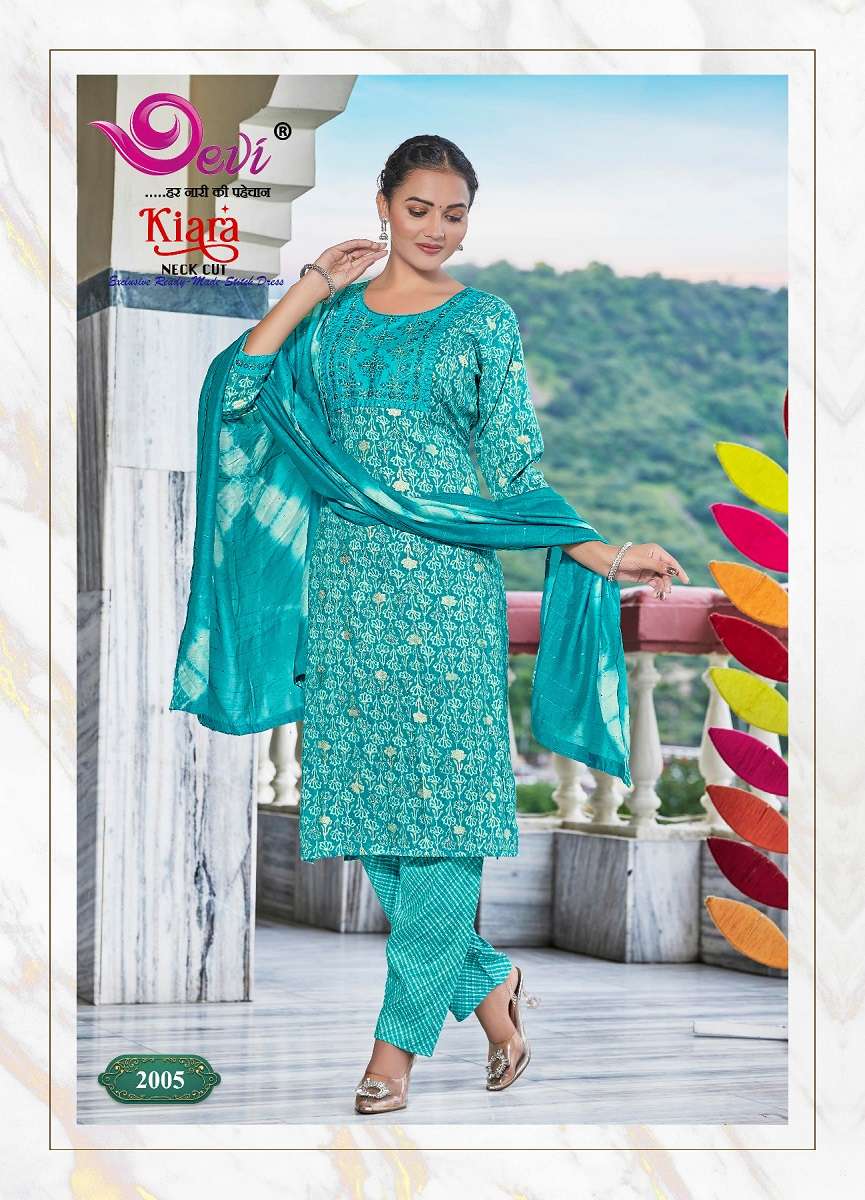 Devi Kiara Neck Cut – Kurti Pant With Dupatta - Wholesale Catalog