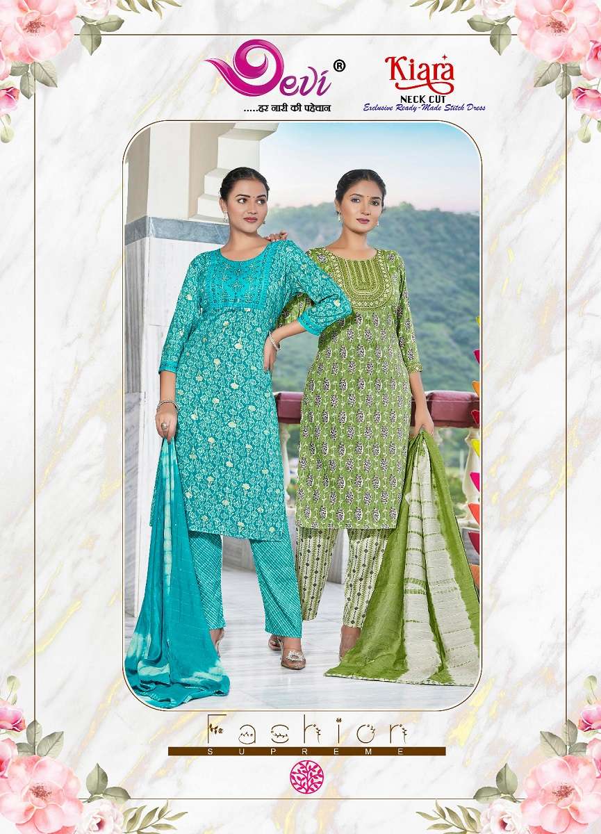 Devi Kiara Neck Cut – Kurti Pant With Dupatta - Wholesale Catalog