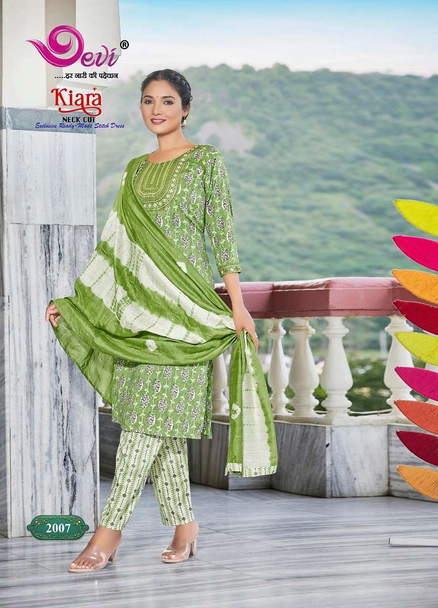 Devi Kiara Neck Cut – Kurti Pant With Dupatta - Wholesale Catalog