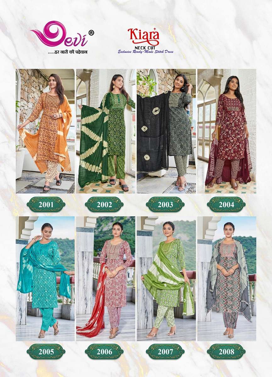 Devi Kiara Neck Cut – Kurti Pant With Dupatta - Wholesale Catalog
