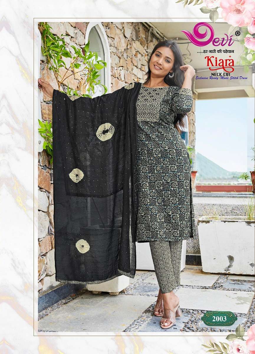 Devi Kiara Neck Cut – Kurti Pant With Dupatta - Wholesale Catalog