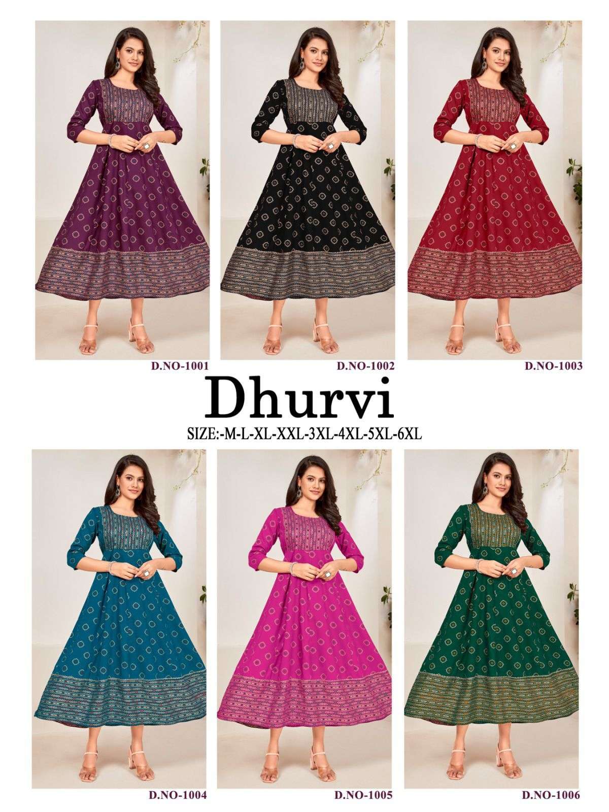 DHRUVI RAYON KHADI GOLD NECK HANDWORK Gown Kurti Wholesale catalog