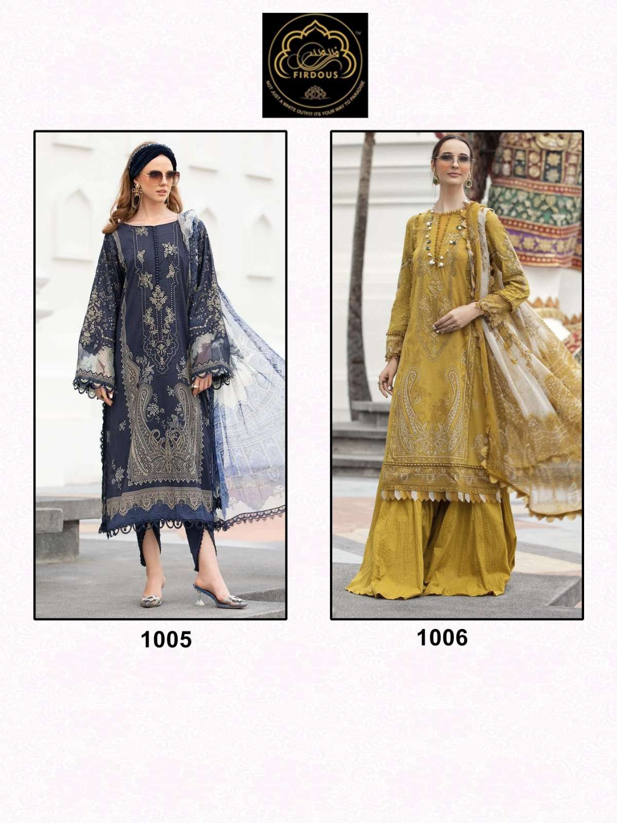 Firdous M Print Spring Summer 1005 And 1006 Pakistani Suits Wholesale catalog