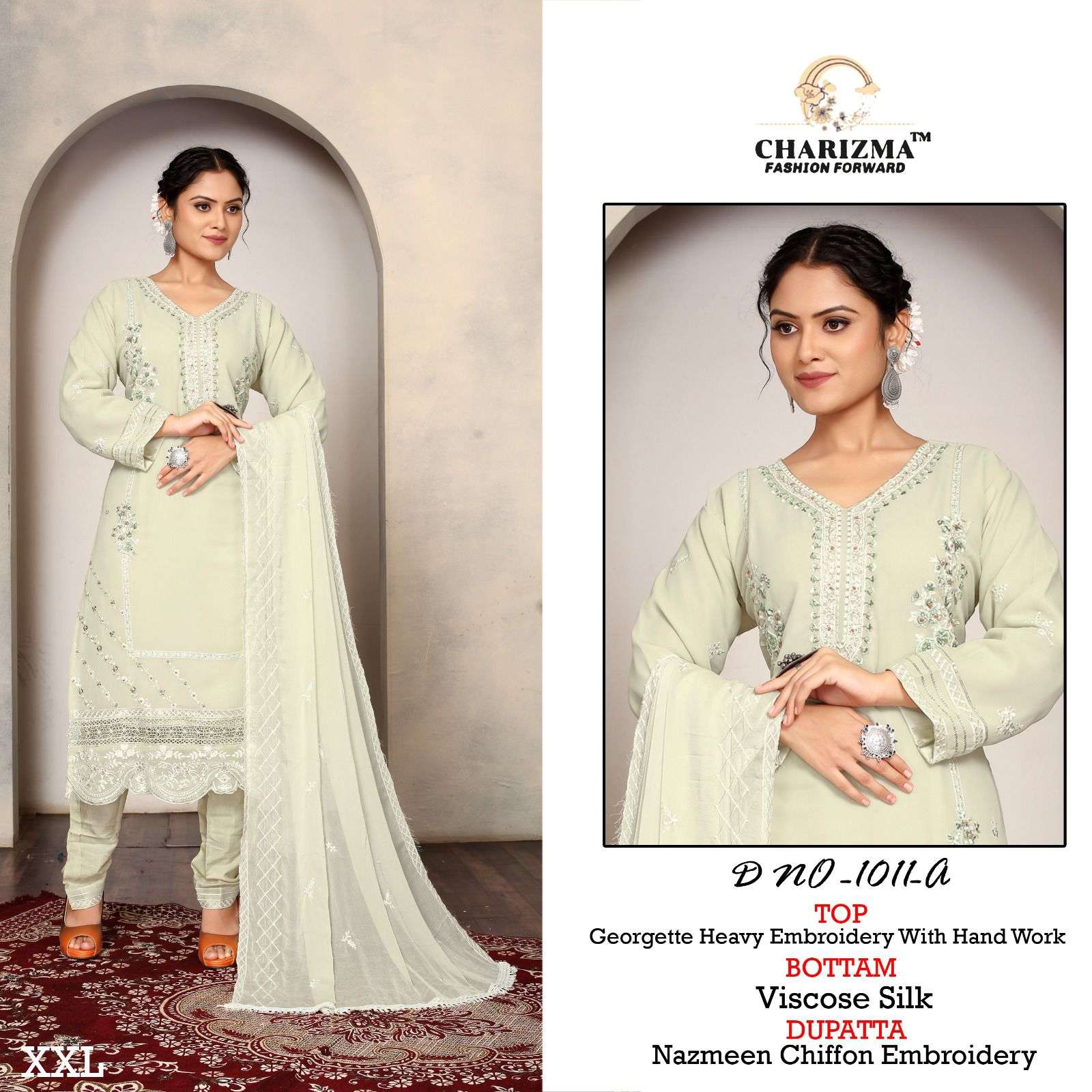 Georgette heavy embroidery D - 1011 READYMADE Salwar Kameez Wholesale catalog