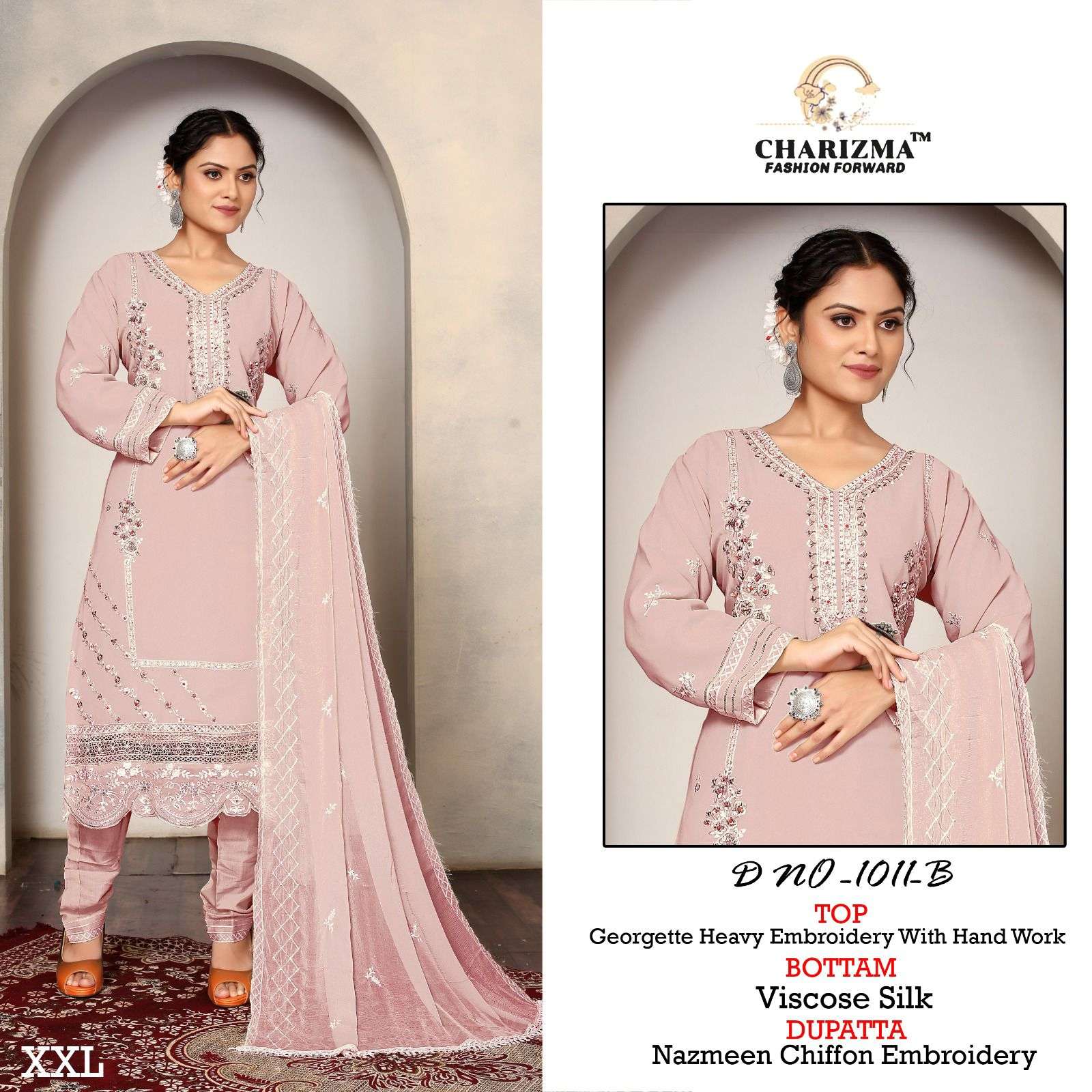 Georgette heavy embroidery D - 1011 READYMADE Salwar Kameez Wholesale catalog