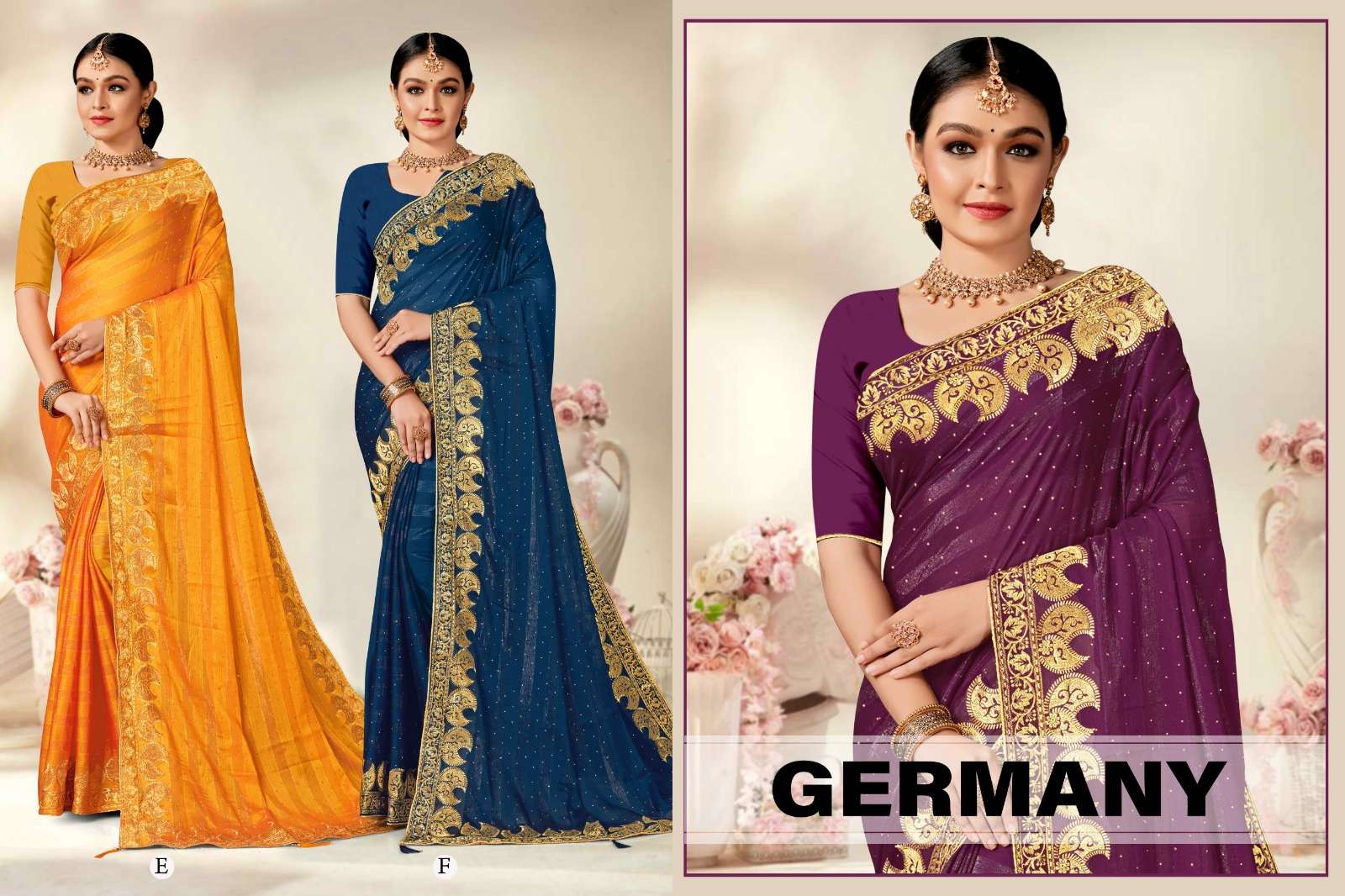 GERMANY  BY RONISHA SAREE  FANCY FABRICS WITH SIROSKI DIAMOND AND EMBROIDERY WORK SUPER HIT COLLECTION 