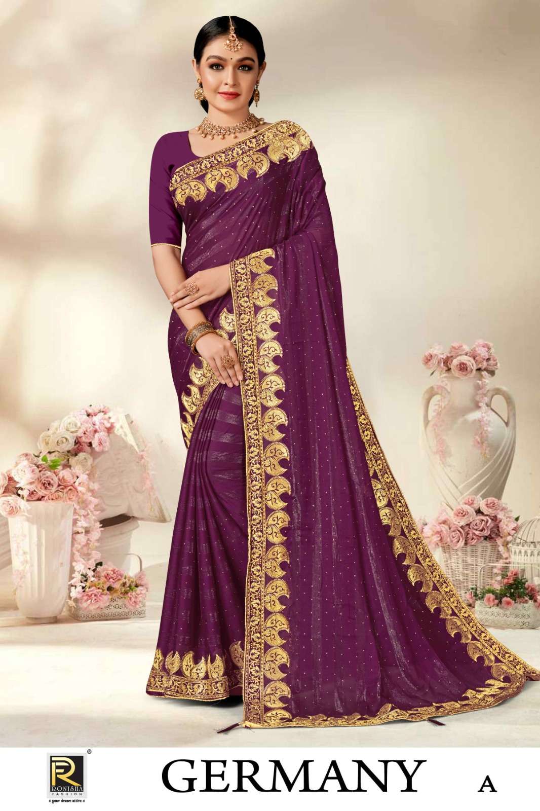 GERMANY  BY RONISHA SAREE  FANCY FABRICS WITH SIROSKI DIAMOND AND EMBROIDERY WORK SUPER HIT COLLECTION 