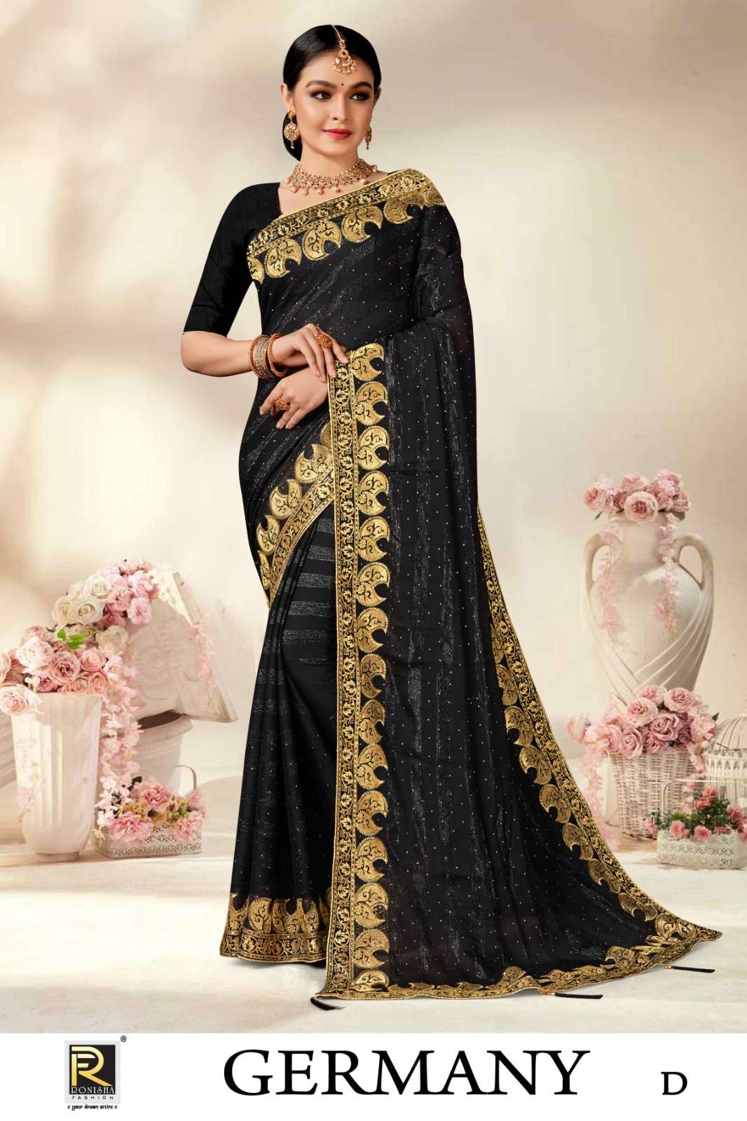 GERMANY  BY RONISHA SAREE  FANCY FABRICS WITH SIROSKI DIAMOND AND EMBROIDERY WORK SUPER HIT COLLECTION 