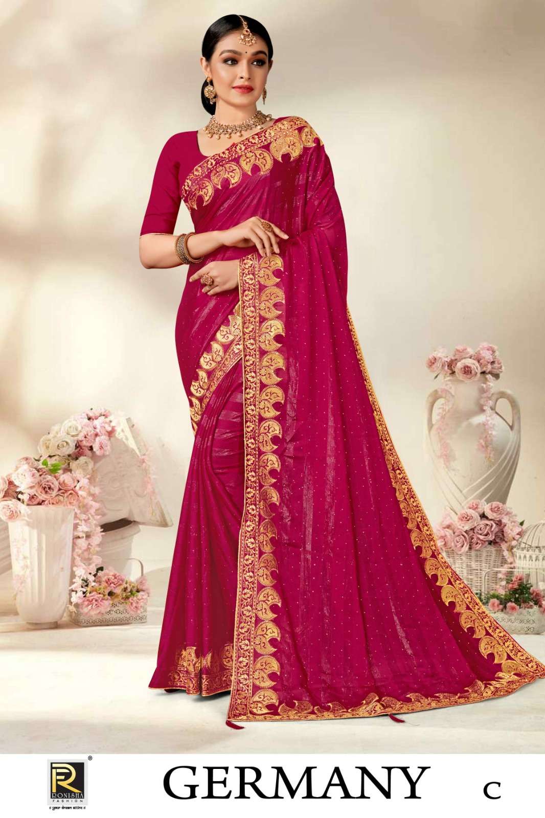 GERMANY  BY RONISHA SAREE  FANCY FABRICS WITH SIROSKI DIAMOND AND EMBROIDERY WORK SUPER HIT COLLECTION 