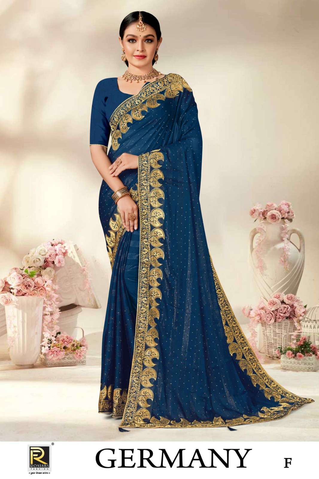 GERMANY  BY RONISHA SAREE  FANCY FABRICS WITH SIROSKI DIAMOND AND EMBROIDERY WORK SUPER HIT COLLECTION 
