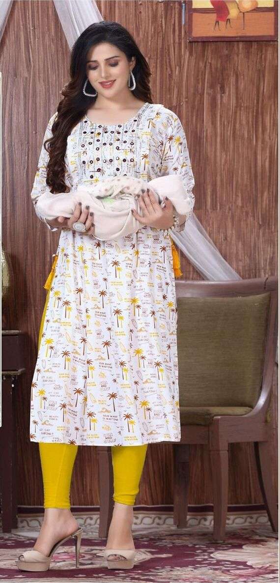 GOLDEN EMOTIONS Rayon Feeding Kurti Wholesale Catalog