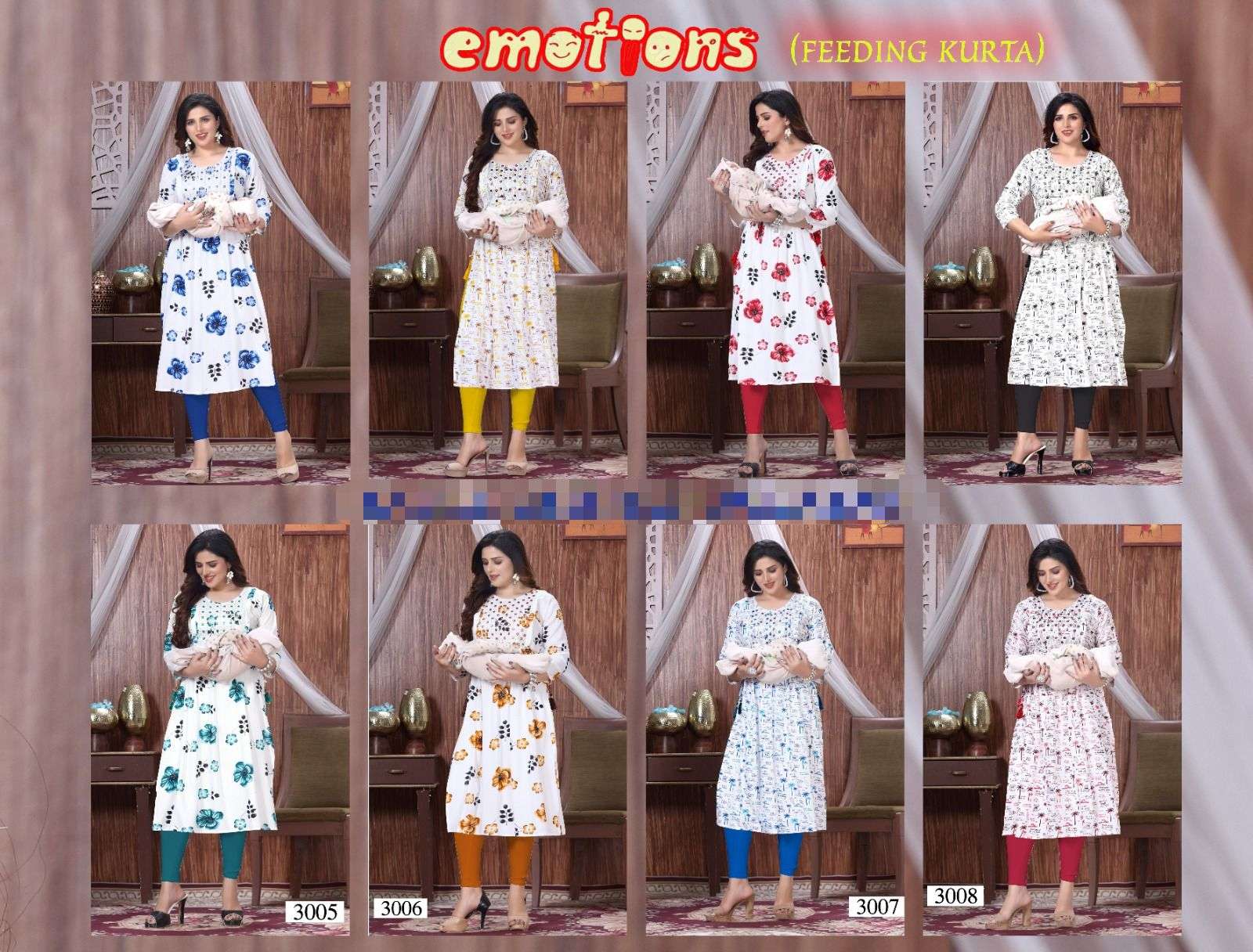 GOLDEN EMOTIONS Rayon Feeding Kurti Wholesale Catalog