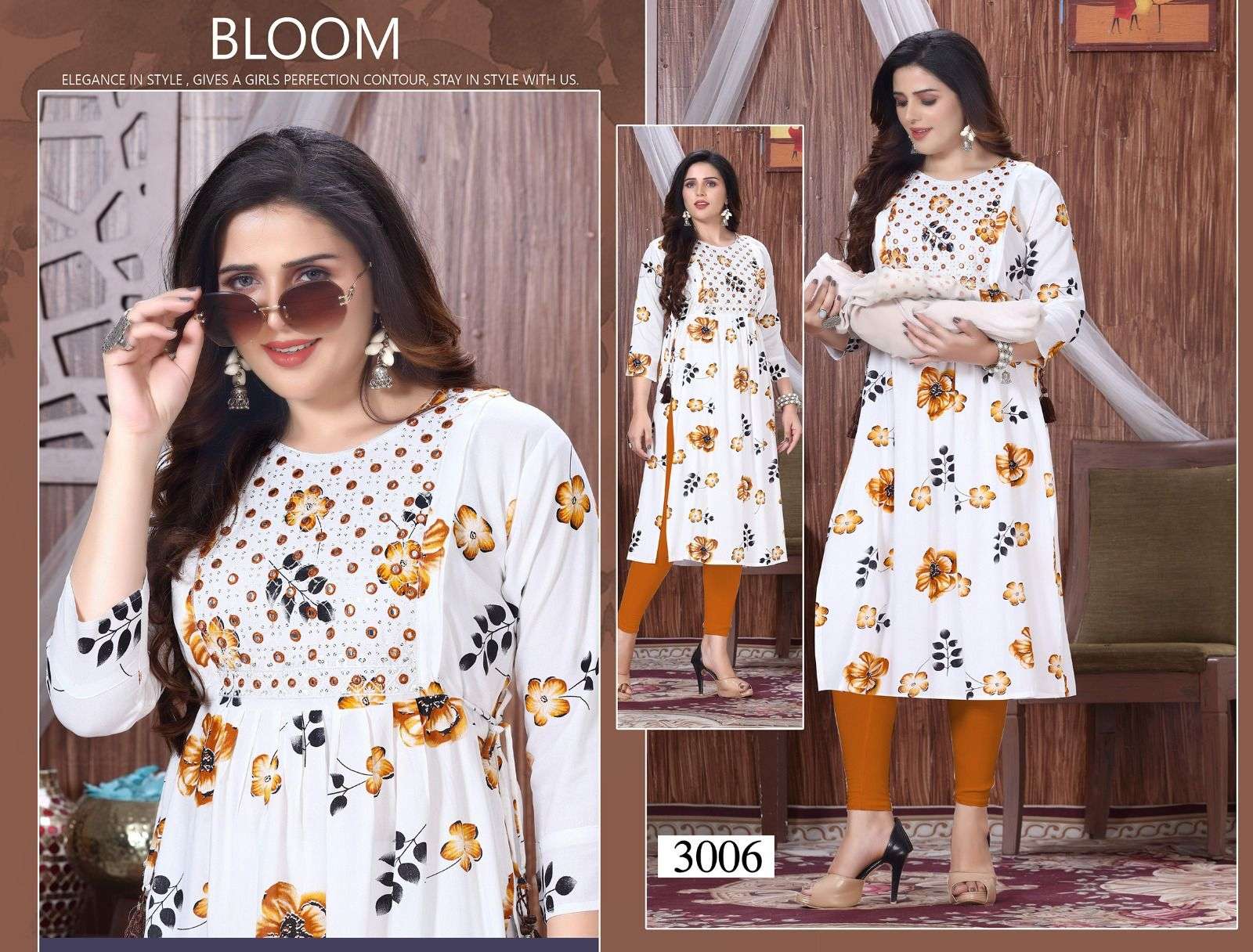 GOLDEN EMOTIONS Rayon Feeding Kurti Wholesale Catalog