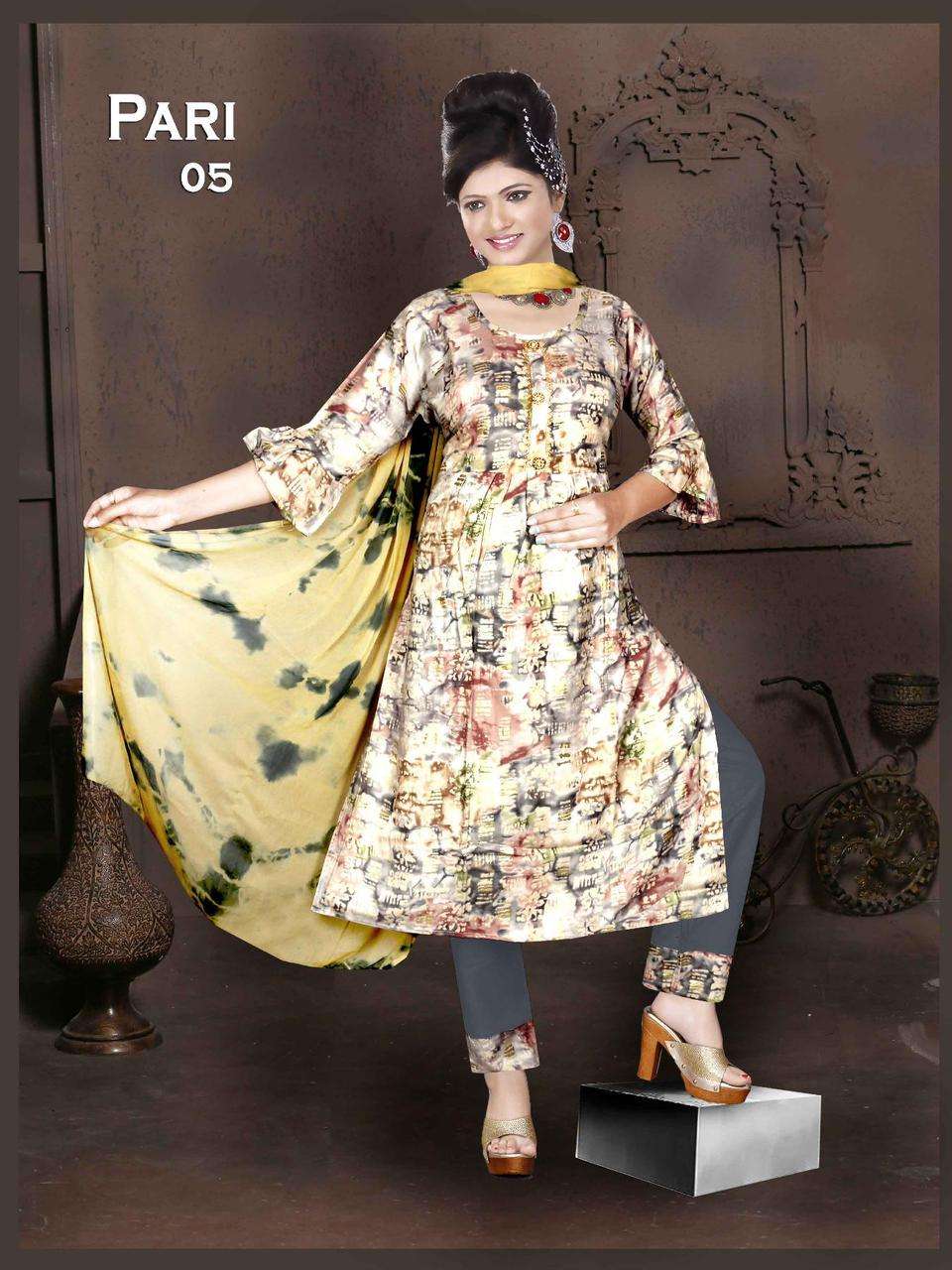 Golden Pari 3 Pcs Naira Cut Kurti Wholesale catalog
