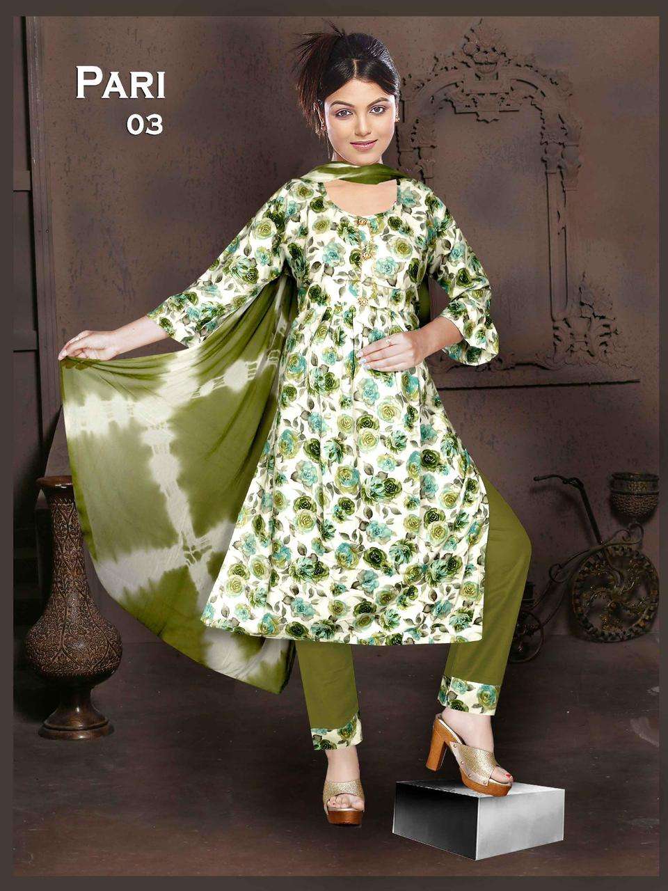 Golden Pari 3 Pcs Naira Cut Kurti Wholesale catalog