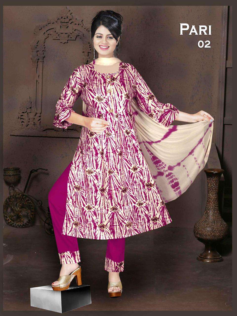 Golden Pari 3 Pcs Naira Cut Kurti Wholesale catalog