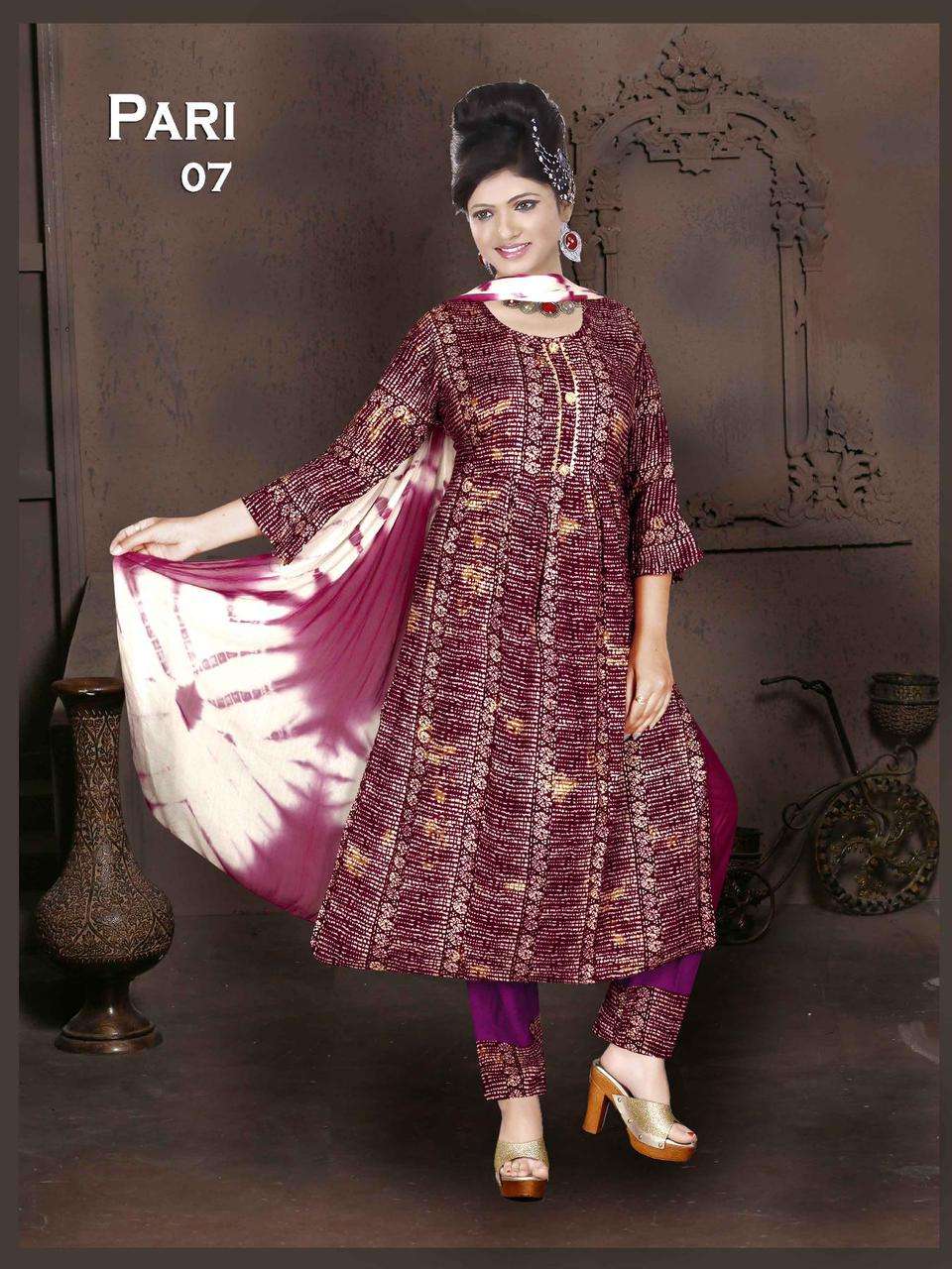 Golden Pari 3 Pcs Naira Cut Kurti Wholesale catalog