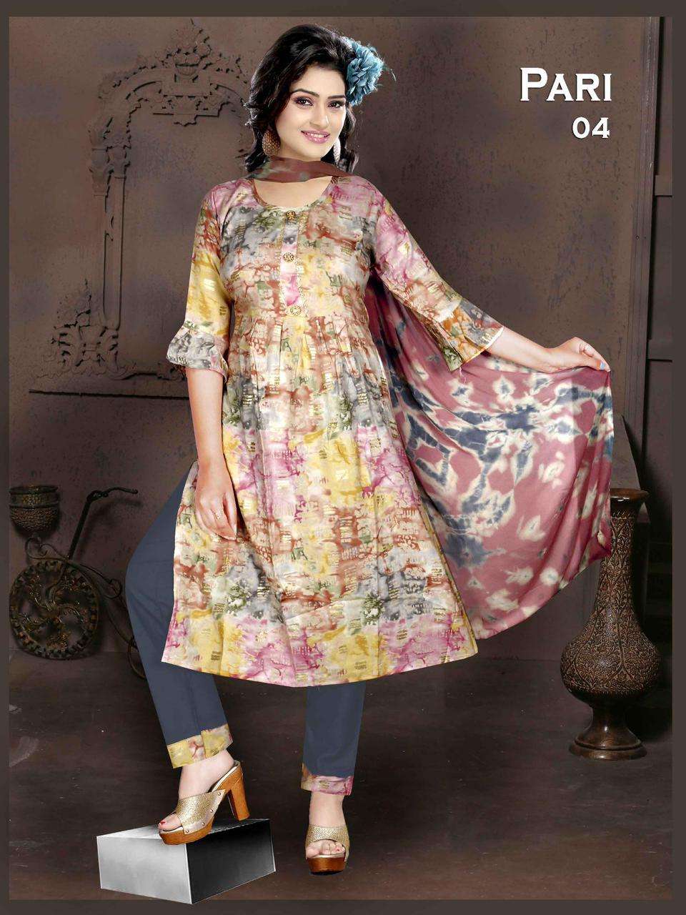 Golden Pari 3 Pcs Naira Cut Kurti Wholesale catalog