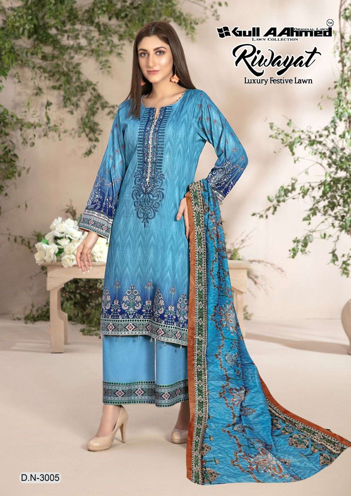 GULL AAHMED LAWN RIWAYAT LUXURY FESTIVE LAWN -03 Salwar Kameez Wholesale catalog