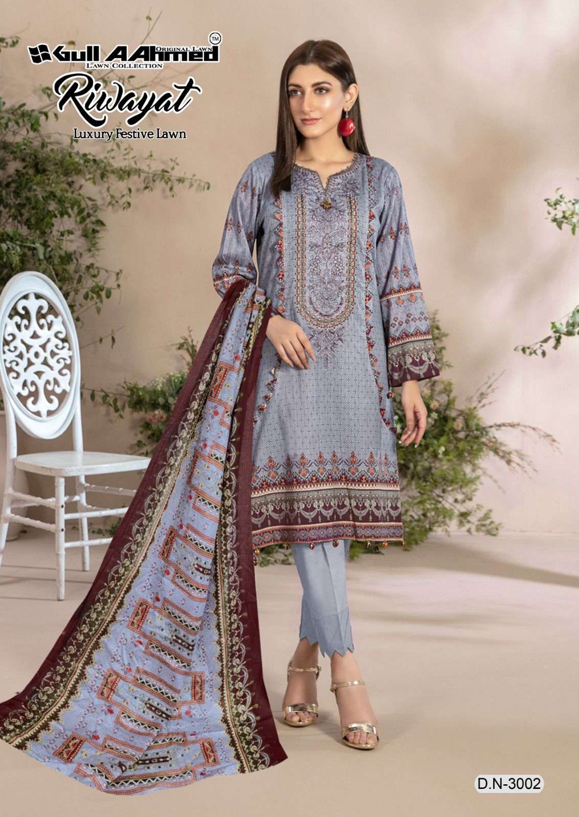 GULL AAHMED LAWN RIWAYAT LUXURY FESTIVE LAWN -03 Salwar Kameez Wholesale catalog