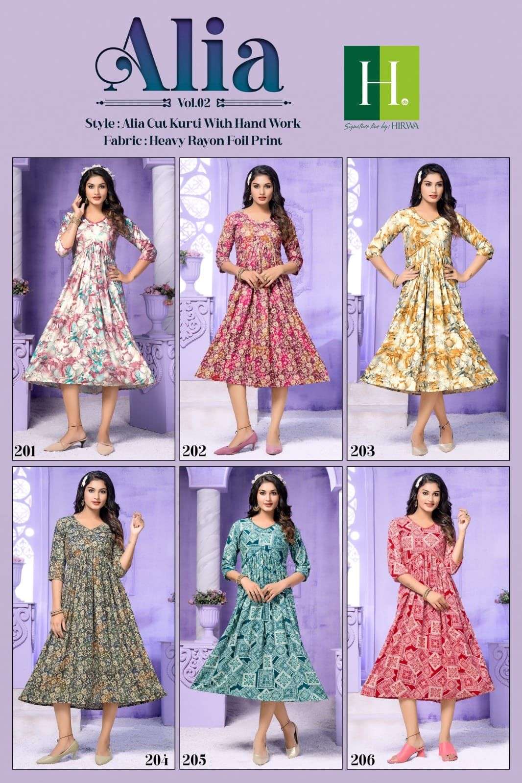 HIRWA ALIA vol - 2 Alia Cut Kurti Wholesale catalog