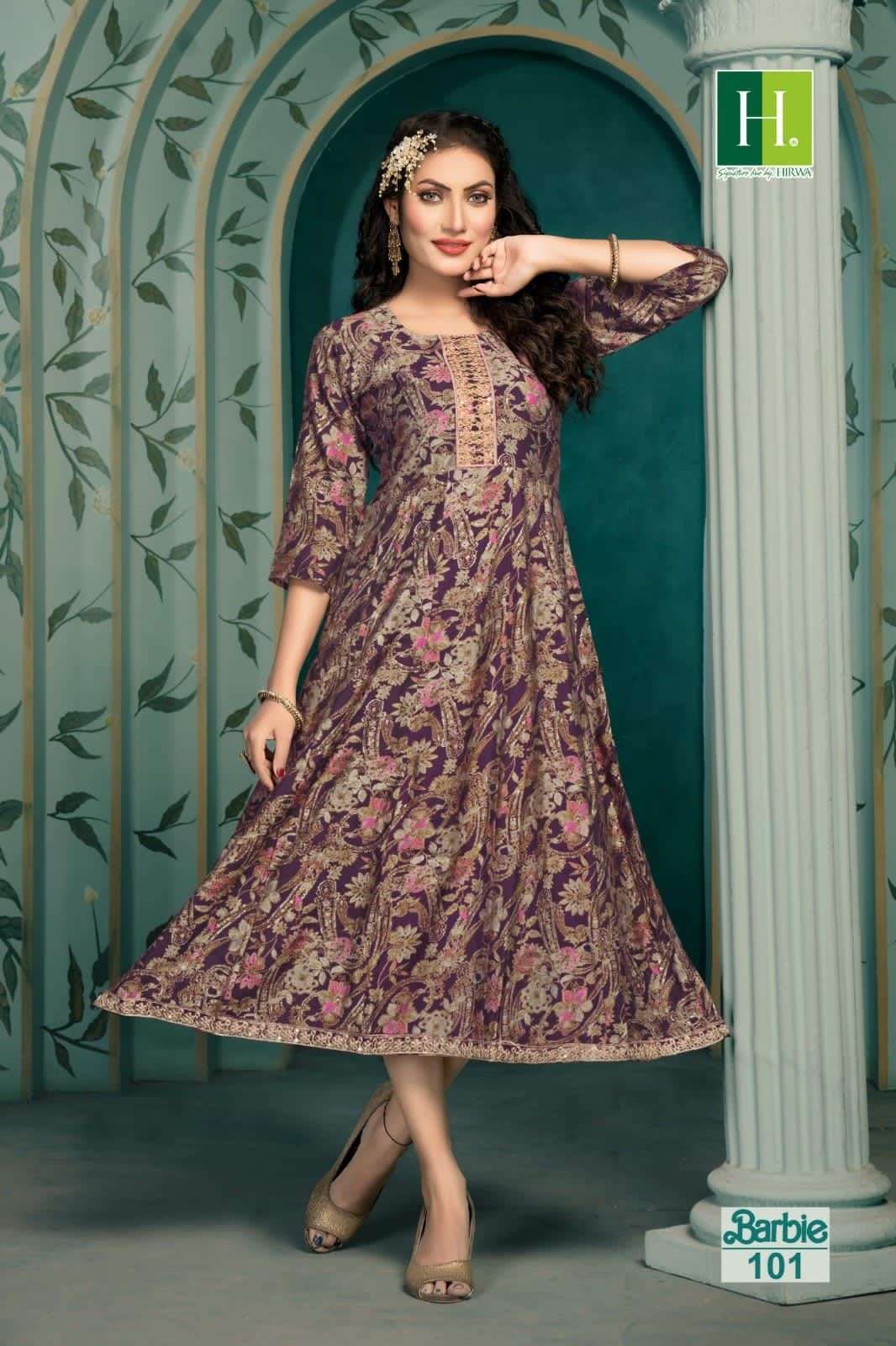 HIRWA Barbie Anarkali  Kurti Wholesale catalog