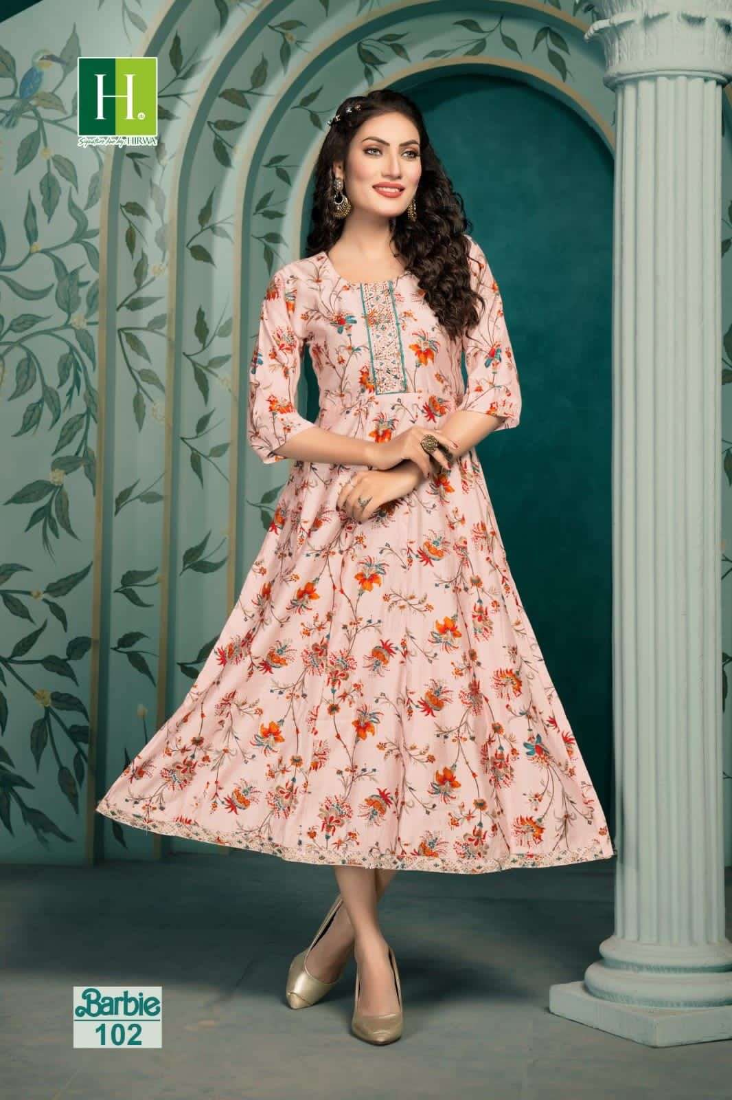 HIRWA Barbie Anarkali  Kurti Wholesale catalog