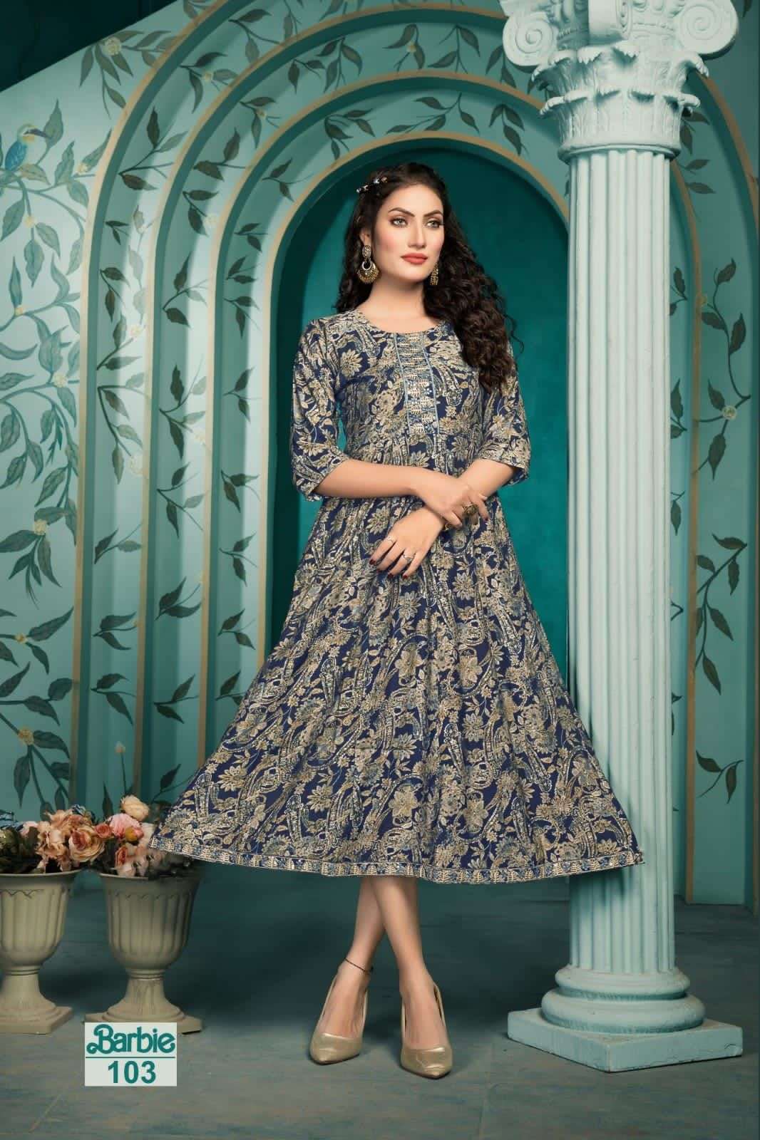 HIRWA Barbie Anarkali  Kurti Wholesale catalog