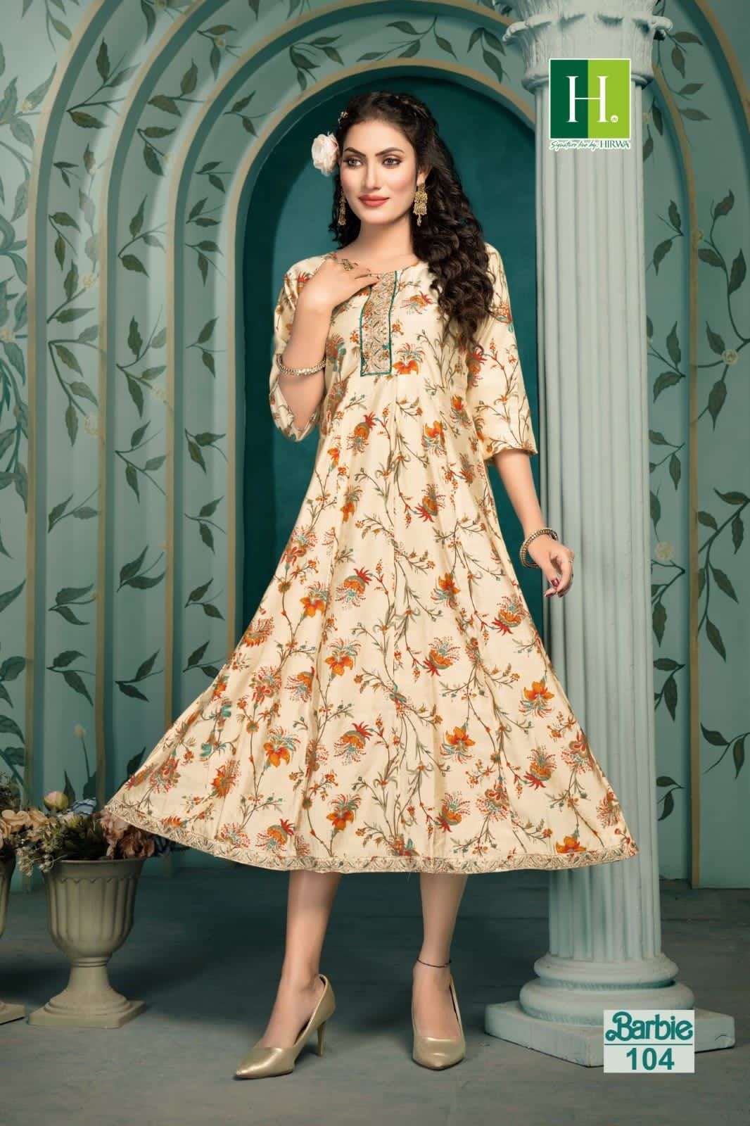 HIRWA Barbie Anarkali  Kurti Wholesale catalog