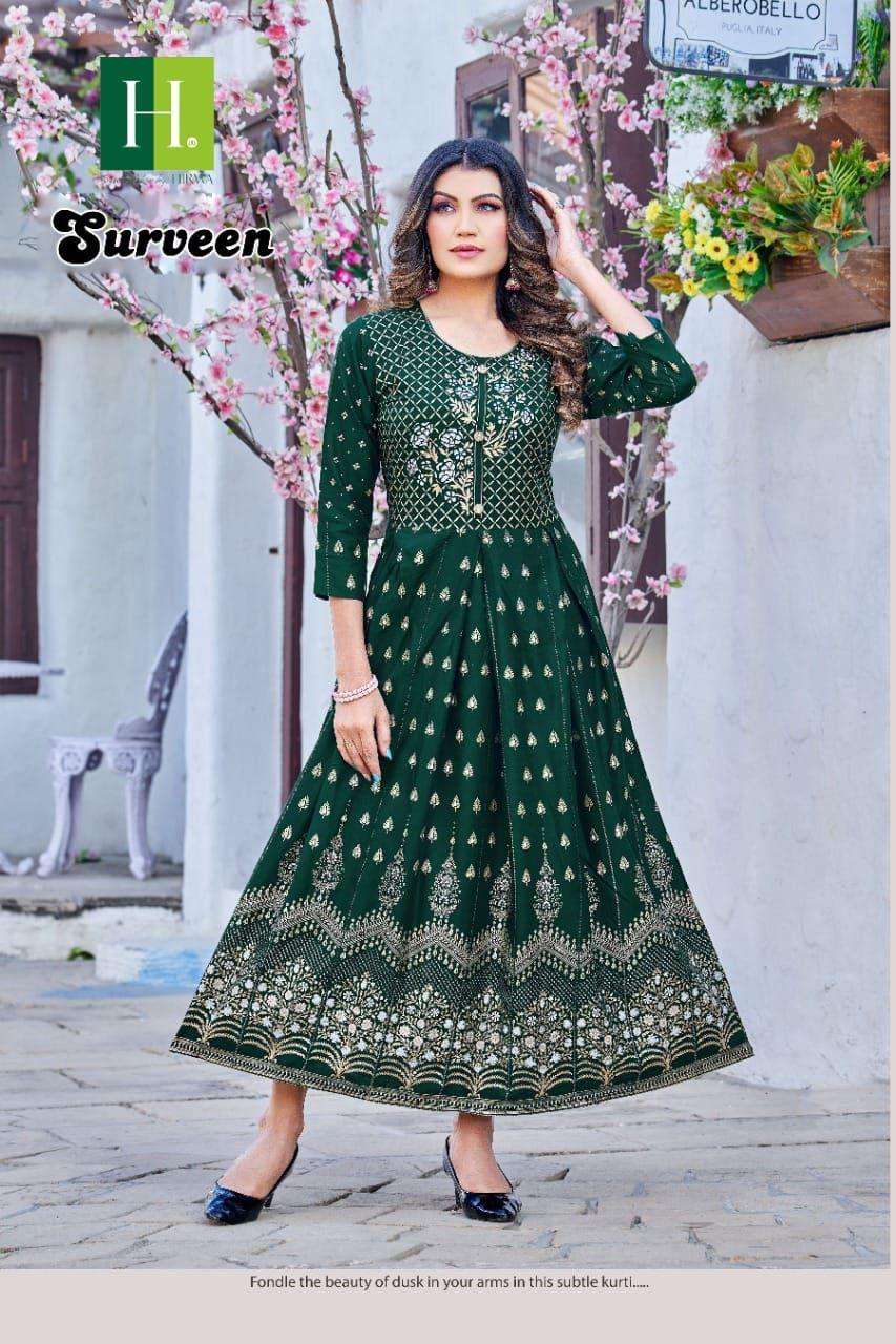 HIRWA Golden Surveen Rayon Kurti Wholesale catalog