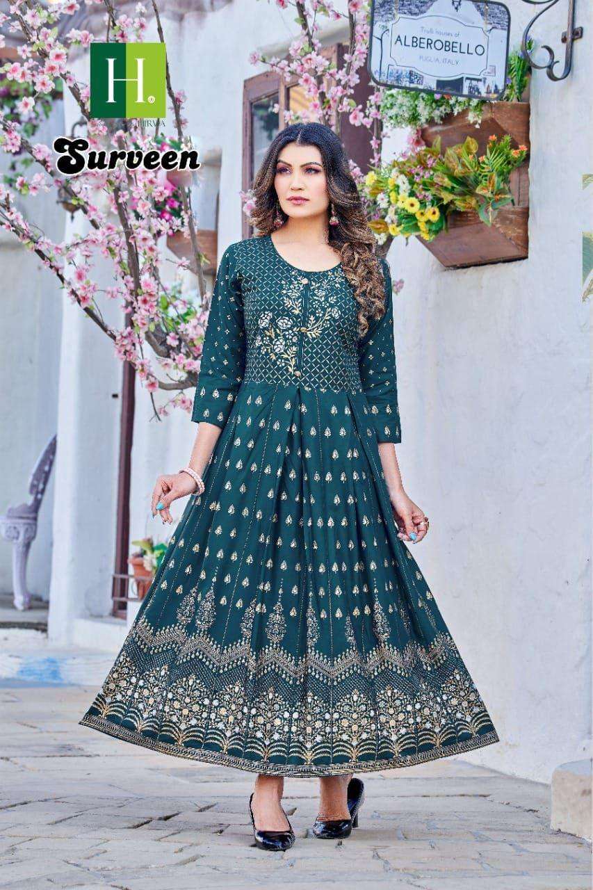 HIRWA Golden Surveen Rayon Kurti Wholesale catalog