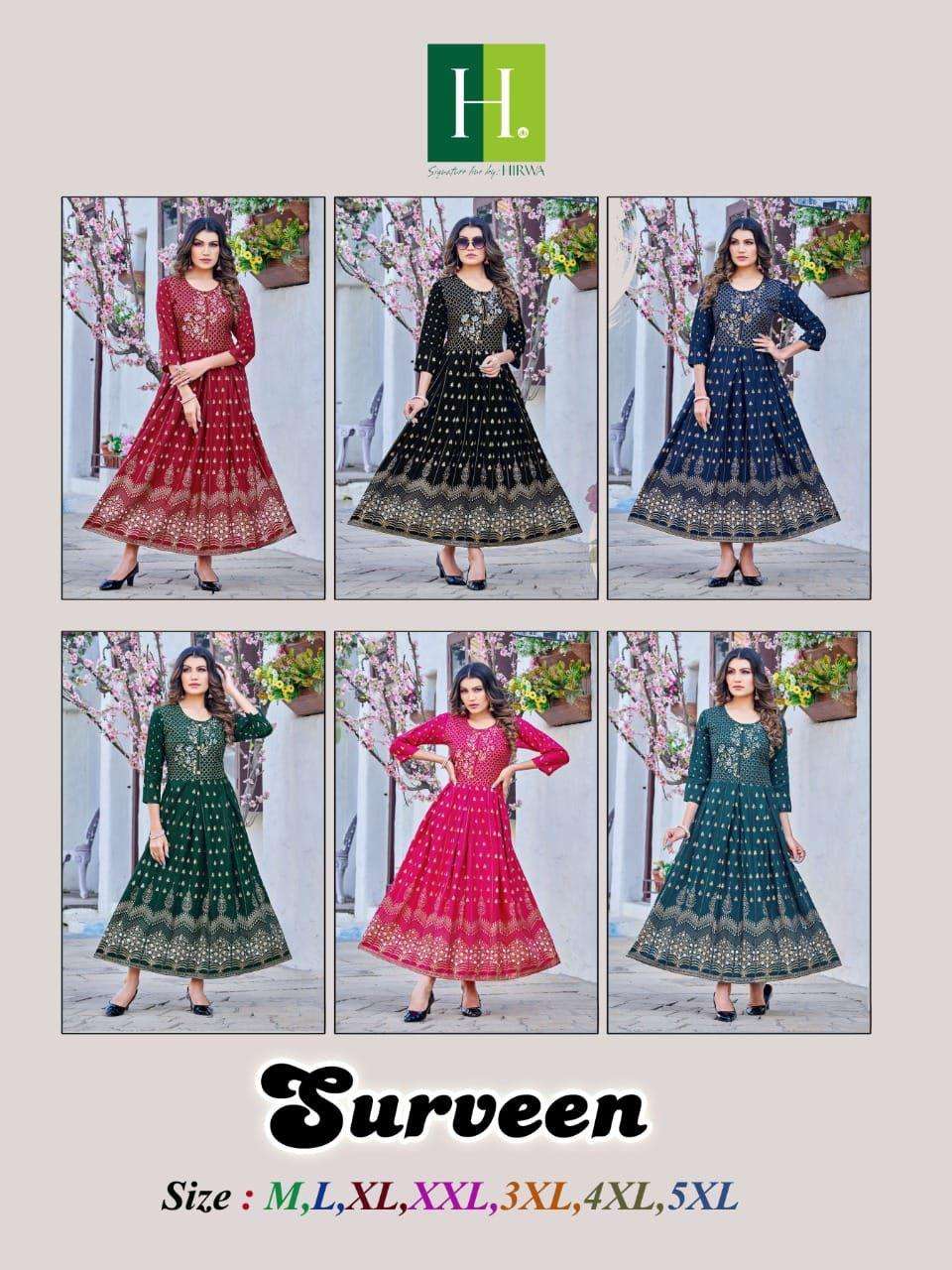HIRWA Golden Surveen Rayon Kurti Wholesale catalog