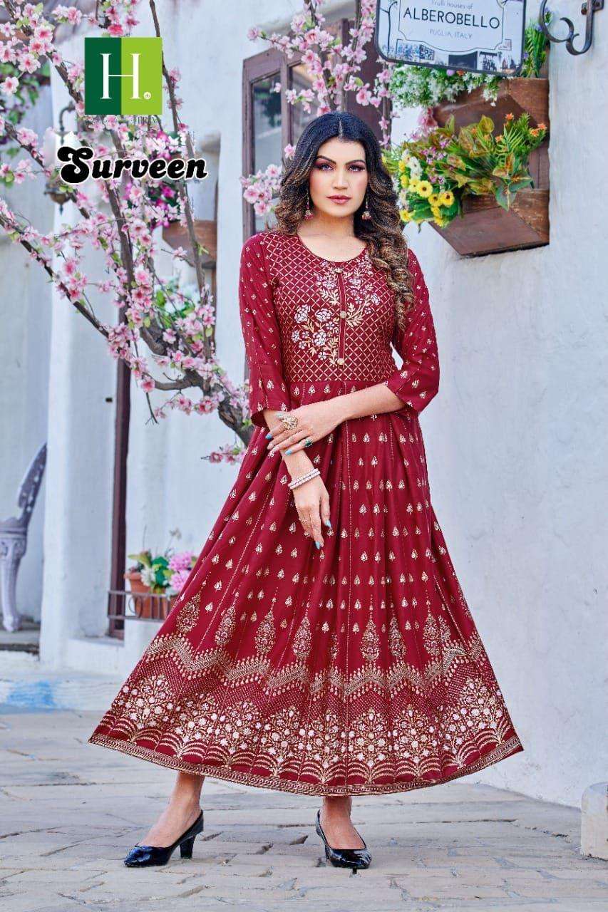 HIRWA Golden Surveen Rayon Kurti Wholesale catalog