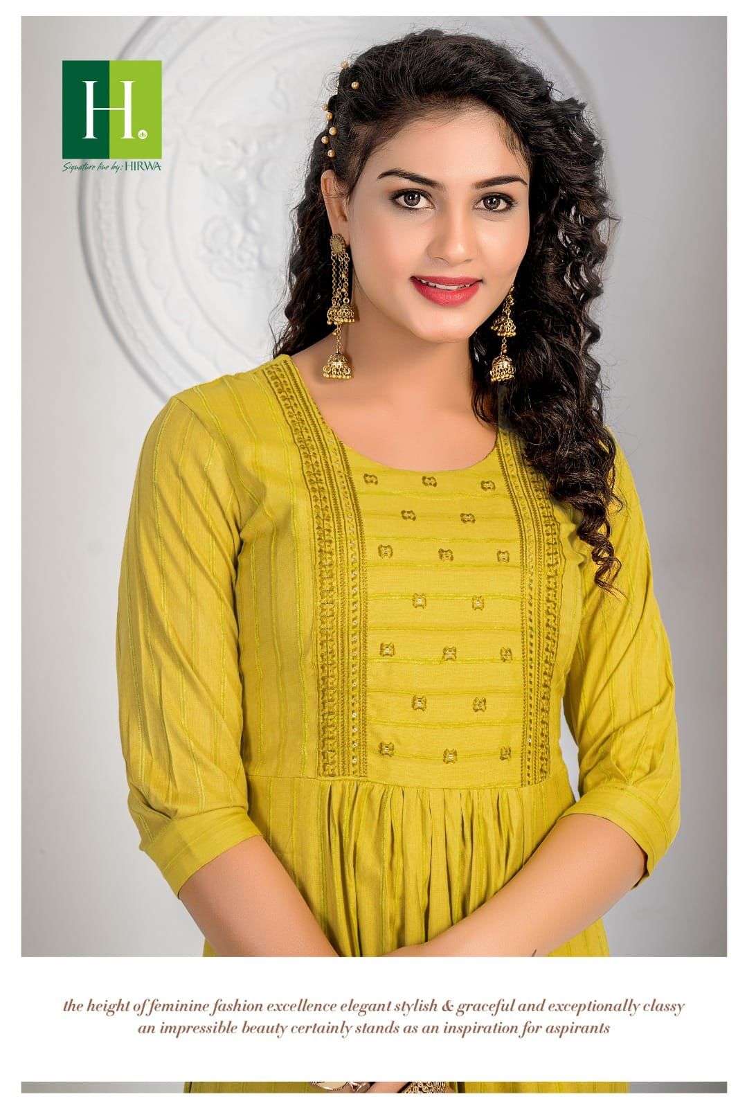 HIRWA  KESARIYA Naira cut Kurti Wholesale catalog