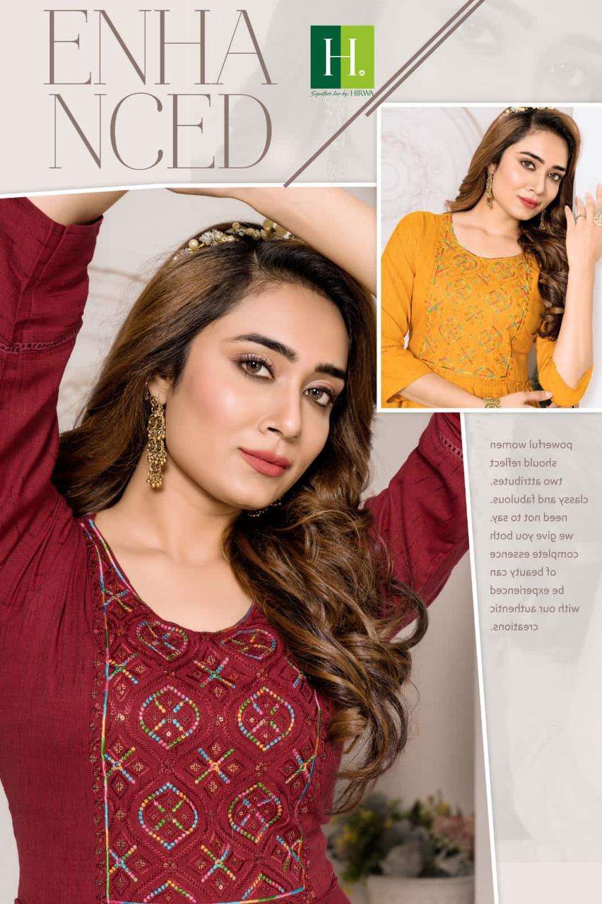 HIRWA Saanjh Viscose Rayon Long Ghera Kurti Wholesale catalog