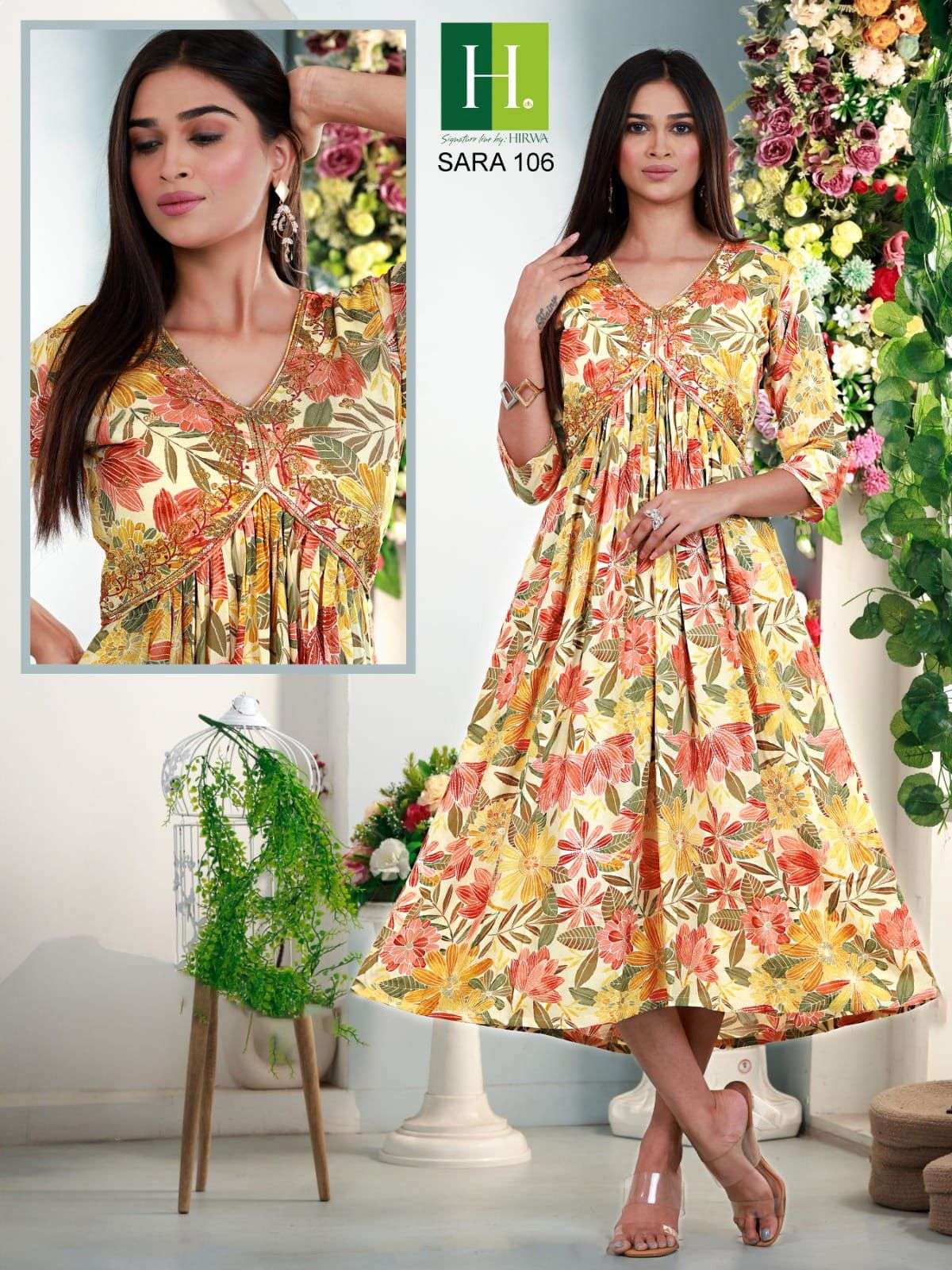 HIRWA Sara RAYON FOIL Prints ALIA Cut Kurti Wholesale catalog