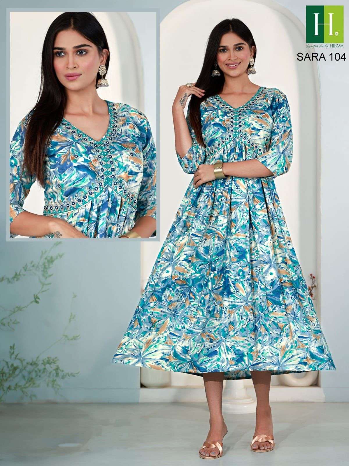 HIRWA Sara RAYON FOIL Prints ALIA Cut Kurti Wholesale catalog