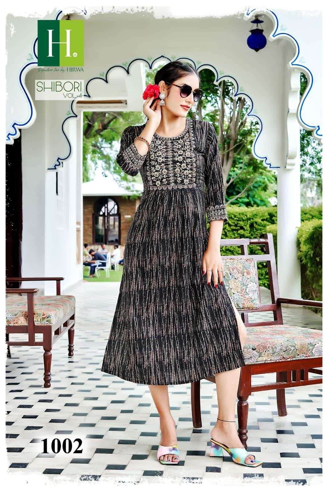 HIRWA SHIBORI Vol-4 Naira Cut Festive Wear Kurti Wholesale catalog