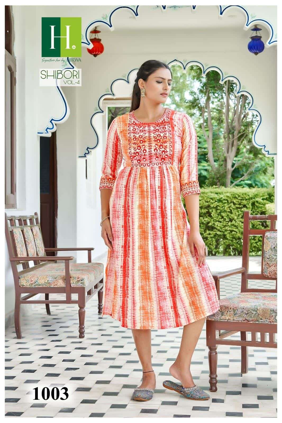 HIRWA SHIBORI Vol-4 Naira Cut Festive Wear Kurti Wholesale catalog