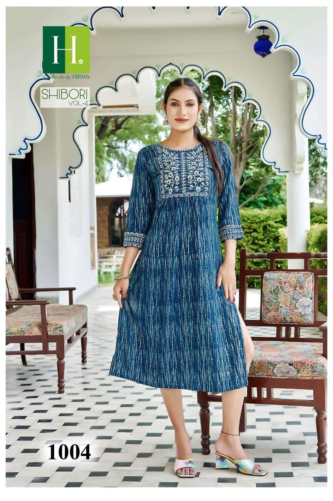 HIRWA SHIBORI Vol-4 Naira Cut Festive Wear Kurti Wholesale catalog