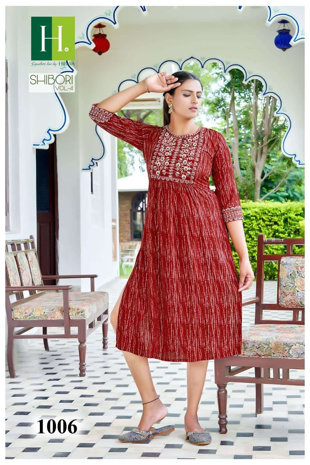 HIRWA SHIBORI Vol-4 Naira Cut Festive Wear Kurti Wholesale catalog