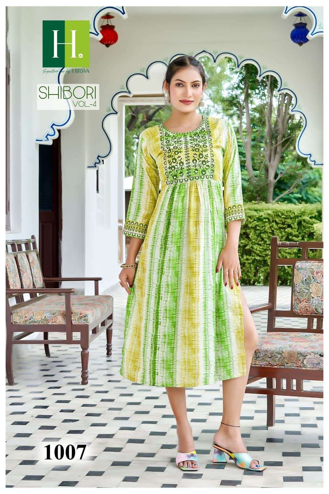 HIRWA SHIBORI Vol-4 Naira Cut Festive Wear Kurti Wholesale catalog