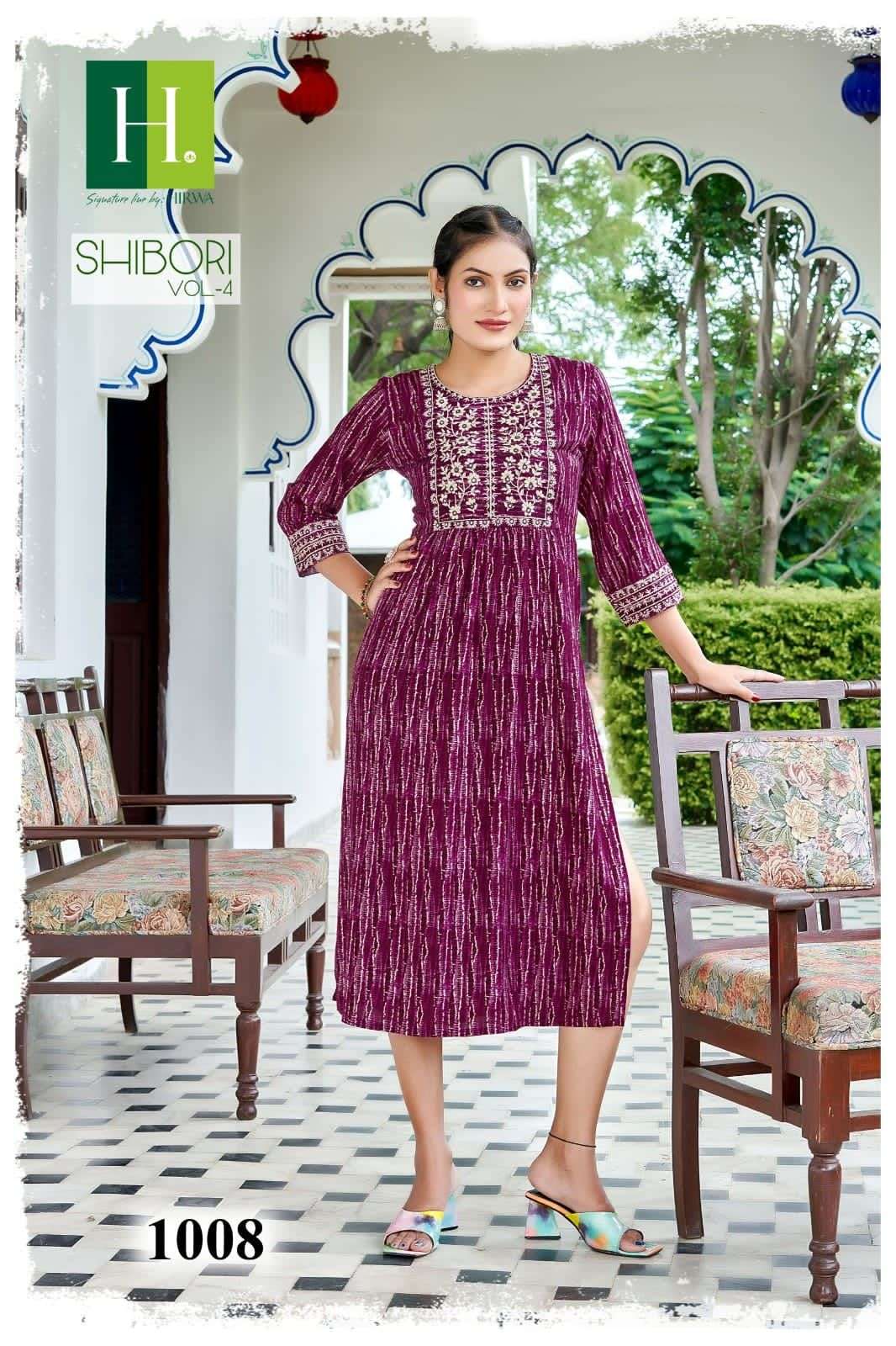 HIRWA SHIBORI Vol-4 Naira Cut Festive Wear Kurti Wholesale catalog
