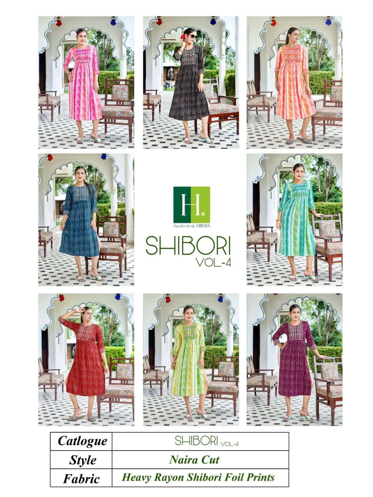 HIRWA SHIBORI Vol-4 Naira Cut Festive Wear Kurti Wholesale catalog